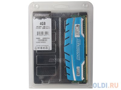  DDR3 4Gb (pc-12800) 1600MHz Crucial, Ballistix Sport XT CL9 (Retail) (BLS4G3D169DS3CEU)