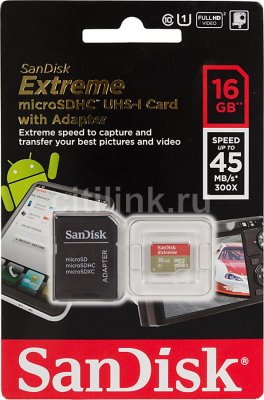   Micro SecureDigital Micro SecureDigital 16Gb SanDisk Extreme microSDHC class 10 UHS-1 (