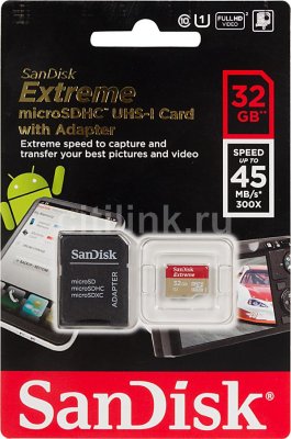   SDHC SanDisk Extreme 32Gb Class10 UHS-I (U3) (SDSDXN-032G-G46)