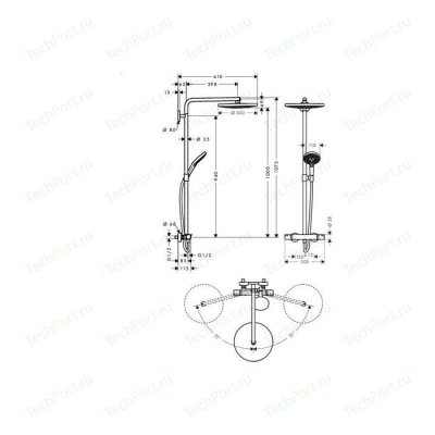 Hansgrohe Raindance select s300 2jet showerpipe .   , / (27133400)