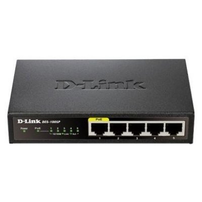  D-Link (DES-1005P /A1A) 5-port Desktop Switch with 1 PoE Port (5UTP, 10/100Mbps)