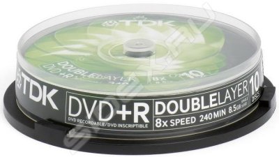 DVD+R TDK Dual Layer 8.5GB 8x Cake Box (10 .  .) (T19924)