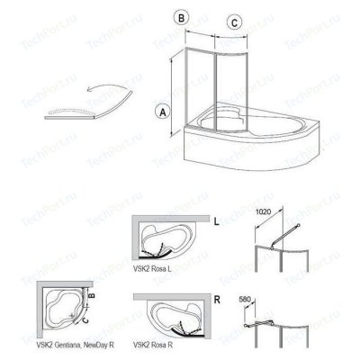 Ravak Vsk2 rosa 170 p     (76PB0100Z1)