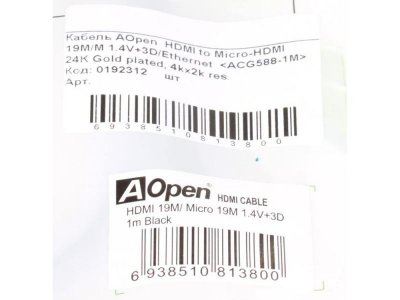  HDMI-micro HDMI 1.0  AOpen 1.4+3D/Ethernet ACG588-1M 24K Gold planet