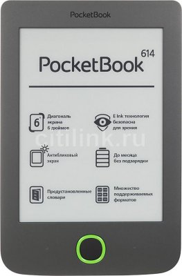   PocketBook 614 (Grey)(6", mono, 800x600, 4Gb, FB2/PDF/DJVU/EPUB/DOC/DOCX/JPG, micr