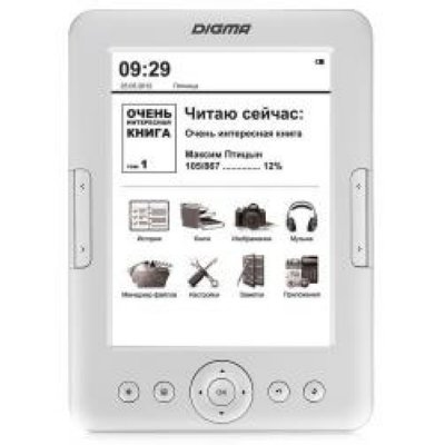   Digma T635 6" E-Ink HD Pearl capacitive touch 600Mhz 128Mb/4Gb/microSDHC 