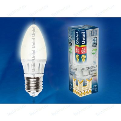 Uniel LED-C37-6W/WW/E27/FR ALM01WH   6  560  3000  D37x106 