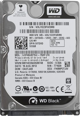 WD WD5000BPKT/LPLX   SATA 500GB 2.5" Scorpio Black 7200rpm 8Mb 25  12 