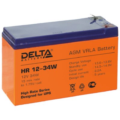 DELTA  HR 12-34W 12V 9Ah Battary replacement rbc17, rbc24, rbc110, rbc115, rbc116, rbc124, rb