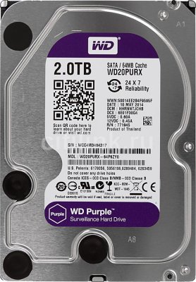   2Tb Western Digital WD20PURX Purple, SATA III [IntelliPower, 64Mb]