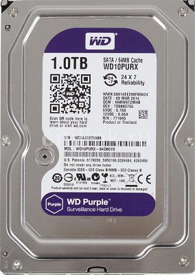   1Tb Western Digital WD10PURX Purple, SATA III [5400rpm, 64Mb]  