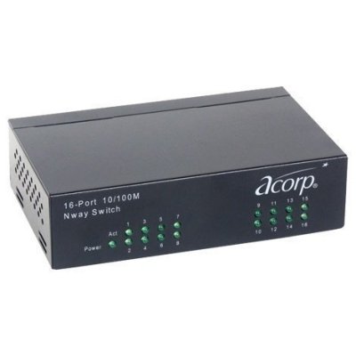  Acorp Ethernet Switch 16-Port 10/100Mb (HU16D), Metal case