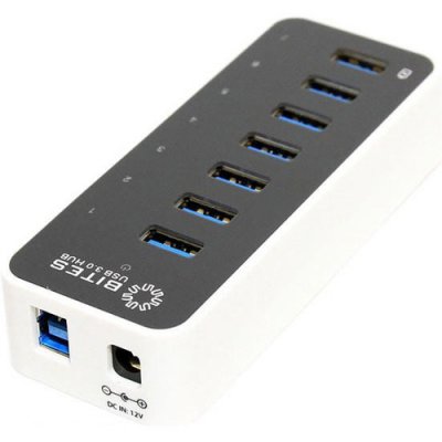  USB 3.0 5bites HB37-305PWH 7 ports Black+White