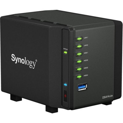   Synology (DS414slim) Disk Station (4x2.5" HDD/SSD SATA, RAID 0/1/5/5+/6/10/JBOD,2xGbLAN