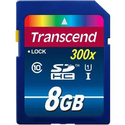   8Gb - Transcend High-Capacity Class 10, UHS Class 1, 300X - Secure Digital TS8GSDU1