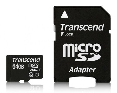   64Gb - Transcend - Micro Secure Digital XC Class 10 UHS-I TS64GUSDU1   