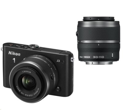  Nikon 1 J3 Kit 10-30 mm F/3.5-5.6 VR, 30-110 mm F/3.8-5.6 VR Black