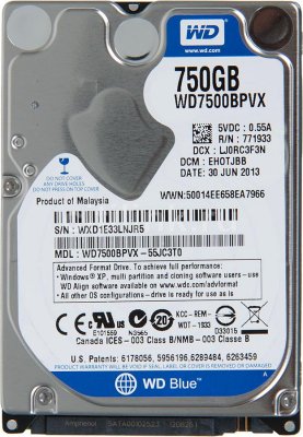   HDD 2.5" 750Gb SATA-III WD Blue [WD7500LPCX, 5400rpm, 16Mb]