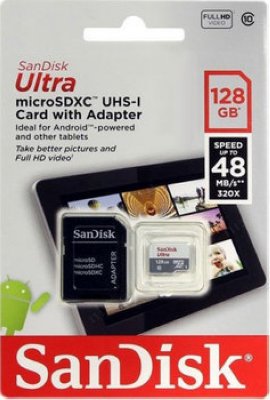   microSDXC UHS-I SANDISK Ultra 128 , Class 10, SDSDQUA-128G-G46A, 1 .,  SD