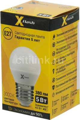  X-FLASH Globe, 5 , 380lm, 50000 , 3000 ,  27