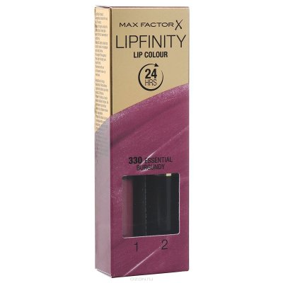  , 2.3  +   , 1.9  Max Factor Lipfinity,  330 Essential Burgundy