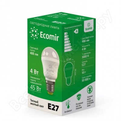 Ecomir Mini 4W E27 110-220V   3000 , 400 , 50000 ,  (42913)