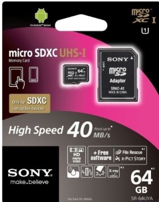   MicroSD 64Gb Sony (SR64UX2AT) Class 10/UHS-I U3 microSDXC + 