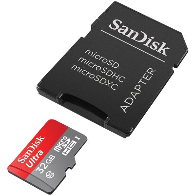   SanDisk Ultra (SDSQUNC-032G-GN6IA) microSDHC Memory Card 32Gb UHS-I U1 Class10 + microS