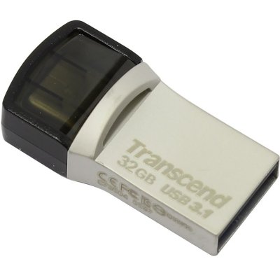  32Gb Transcend JetFlash 890S (TS32GJF890S), USB3.1 + USB Type-C, Silver, RTL