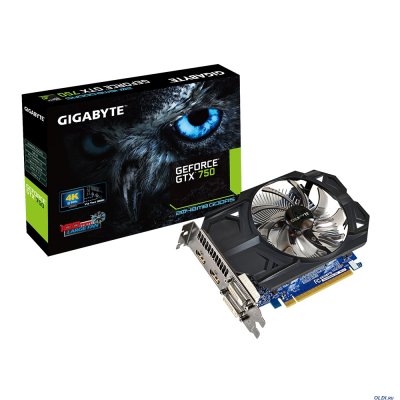  2Gb (PCI-E) GIGABYTE GV-N750OC-2GI  CUDA (GTX750) GDDR5, 128 bit, 2*DVI, 2*HDMI, Retail