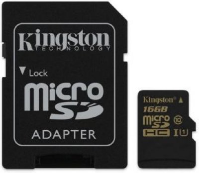   Kingston (SDCA10/16GB) (microSDHC) Memory Card 16G UHS-I U1 microSD--)SD Adapter