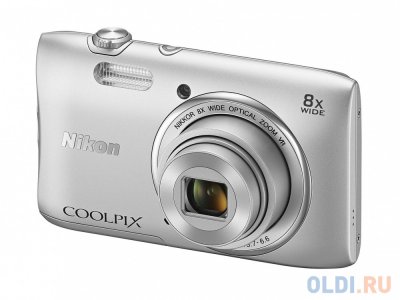  Nikon Coolpix S3600 Silver (20.1Mp, 8x zoom, 2.6", SDXC, 720P)