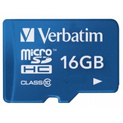   MicroSD 16Gb Verbatim (44043) Class 10 microSDHC UHS-I + SD 