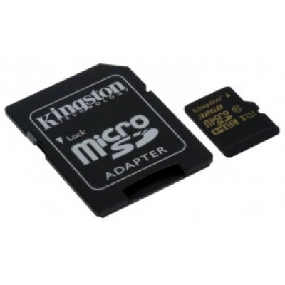   MicroSD 32Gb Kingston (SDCA10/32GB) Class 10 UHS-I microSDHC + adapter