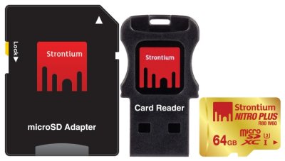   MicroSD 64Gb Strontium Nitro Plus (SRP64GTFU1C) Class 10 microSDHC+adapter+USB reader