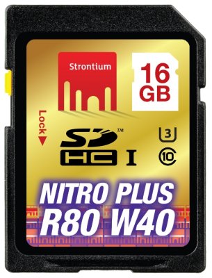  Strontium NITRO microSDHC Class 10 UHS-I U1 433X 16GB + SD adapter & USB Card Reader