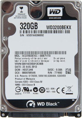   2.5" 320.0 Gb WD3200BEKX Scorpio Black, SATA III (16mb, 7200rpm)