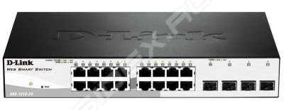  D-Link (DGS-1210-20/C1A) 16- 10/100/1000BASE-T Gigabit Smart Switch with 16 10/100/