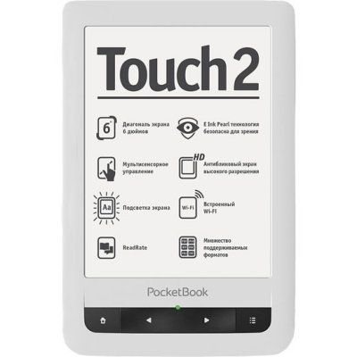   Pocketbook Touch 2 623 (White&Black)(6",mono,1024x758,4Gb,FB2/PDF/DJVU/EPUB/DOC/TC