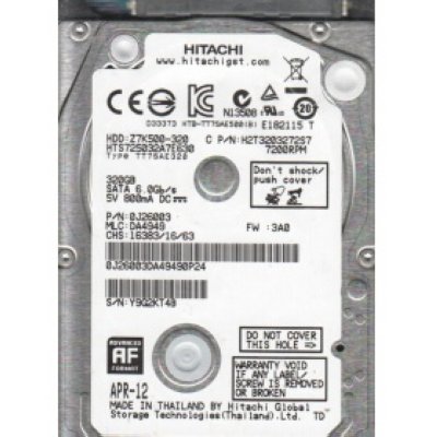   2.5" 320.0 Gb Hitachi Travelstar HTS725032A7E630 (0J26003) SATA-III (32Mb, 7200rpm)