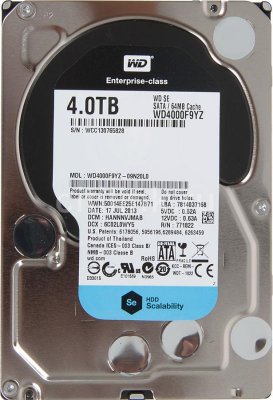 WD WD4000F9YZ   SATA 4TB 3.5" SE SATA 6Gb/s 7200rpm 64MB