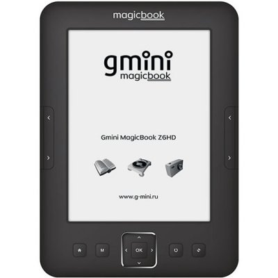   Gmini MagicBook Z6HD Black,  6", E-Ink Pearl HD, 1024x768, 4Gb, microSD, 