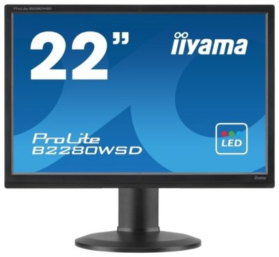  22" Iiyama B2280WSD-B1 ProLite TFT TN 1680x1050; 0,282mm; 5ms; 250cd/m2; 1000:1; D-Sub; DVI-