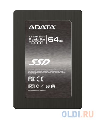   SSD 2.5" 64 Gb ADATA SP900 SATA III (SMI, R545/W525MB/s, 7mm) (ASP900S3-64G