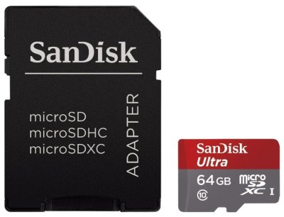   MicroSD 64Gb SanDisk Ultra (SDSDQUIN-064G-G4) Class 10 microSDXC + SD adapter