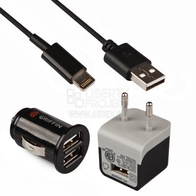      USB + -  Apple 8-pin Lightning (Griffin SM0