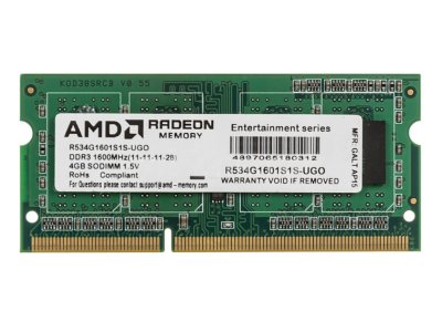   AMD DDR3 SO-DIMM 1600MHz PC3-12800 CL11 - 4Gb R534G1601S1S-UGO