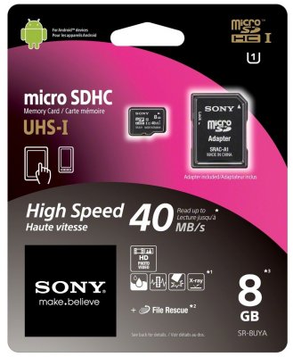   microSDHC 8    SDSony SR8UYA class 10