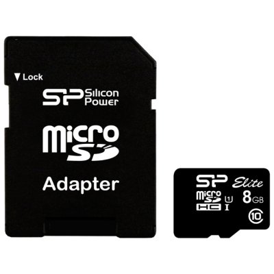   Silicon Power ELITE microSDHC 8GB UHS Class 1 Class 10 + SD adapter (SP008GBSTHBU1V10-S