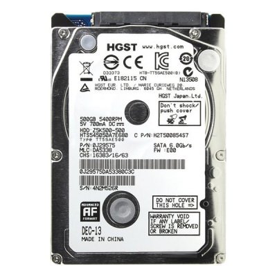   HDD 2.5" 500Gb SATA-III HGST (Hitachi) Travelstar Z5K500 [1W10013, 5400rpm, 16Mb]